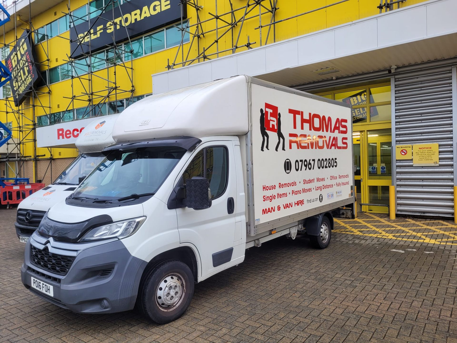 Thomas Removals van at a Big Yellow self-storage depot